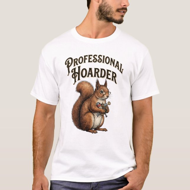 Professional Hoarder Funny Vintage Squirrel T Shirt (Framsida)