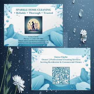 Professional Home Cleaning Services Logo QR Code Visitkort