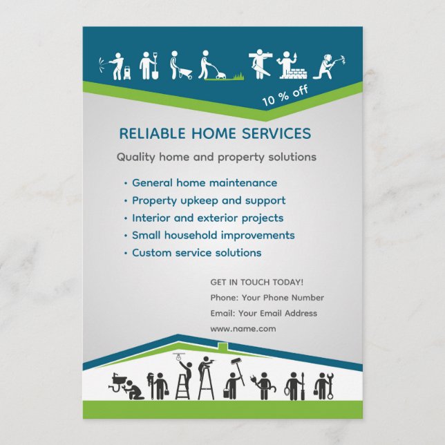 Professional Home Maintenance Flyer Template Inbjudningar (Framsida)