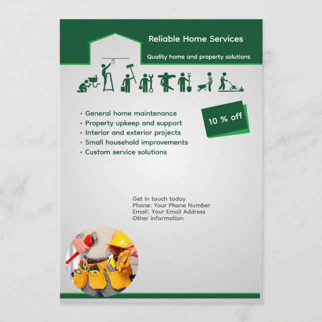 Professional Home Maintenance Flyer Template Inbjudningar (Framsida)