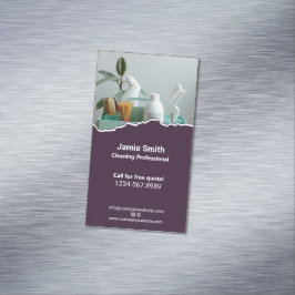 Professional House Cleaning Purple White Magnetiska Visitkort