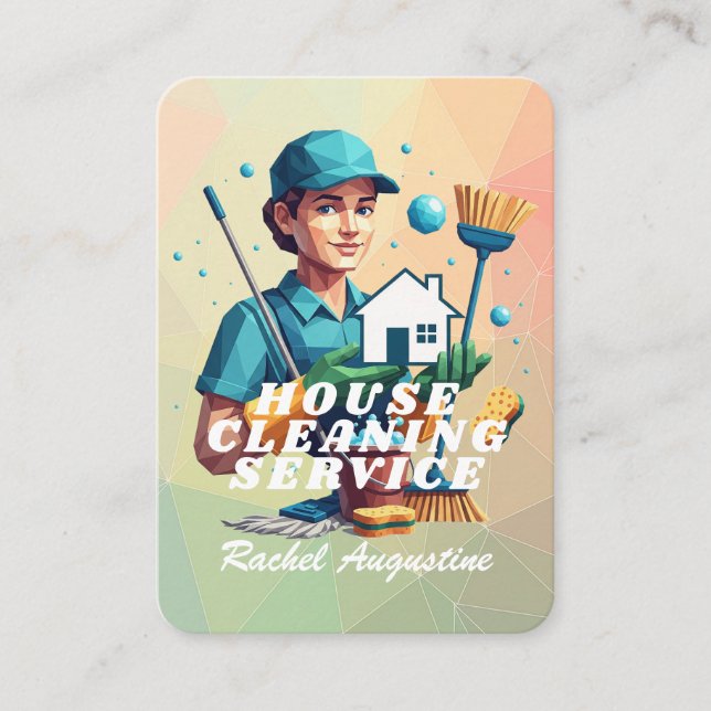 Professional House Cleaning Service Housekeeping Visitkort (Framsida)
