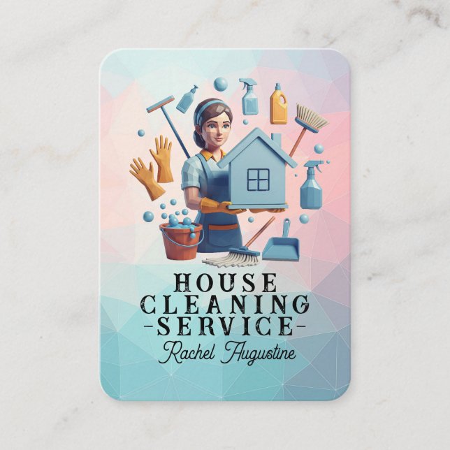 Professional House Cleaning Service Housekeeping Visitkort (Framsida)