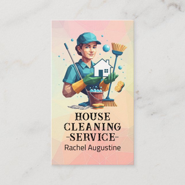 Professional House Cleaning Service Housekeeping Visitkort (Framsida)