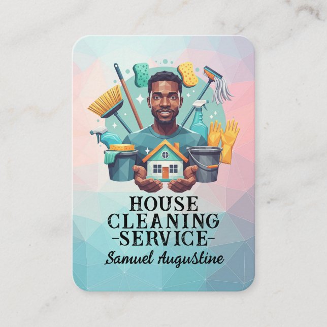 Professional House Cleaning Service Housekeeping Visitkort (Framsida)