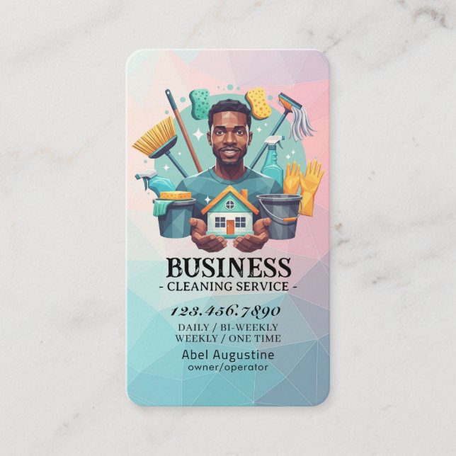 Professional House Cleaning Service Housekeeping Visitkort (Framsida)