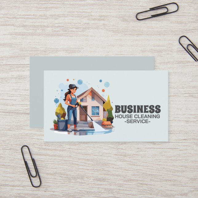 Professional House Cleaning Service Housekeeping Visitkort (Fram/Back In Situ)