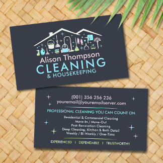 Professional House Cleaning Services Business Card Visitkort