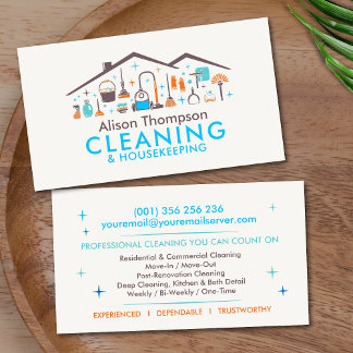 Professional House Cleaning Services Business Card Visitkort