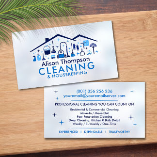 Professional House Cleaning Services Business Card Visitkort