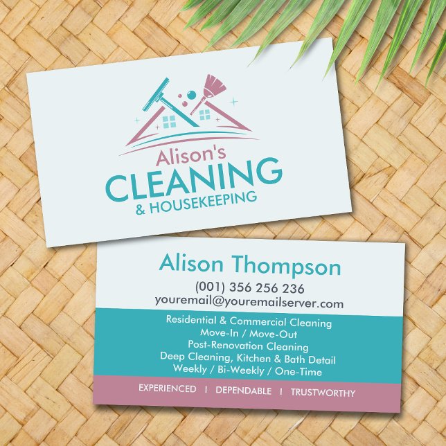Professional House Cleaning Services Business Card Visitkort (Skapare uppladdad)
