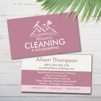 Professional House Cleaning Services Business Card Visitkort