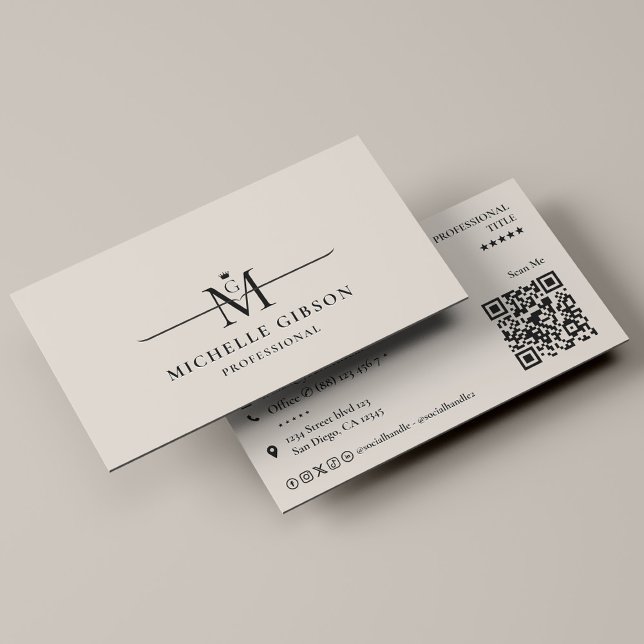Professional Initial Crown Monogram Sand Marketing Visitkort (Professional Initial Crown Monogram Sand Marketing Business Card
)
