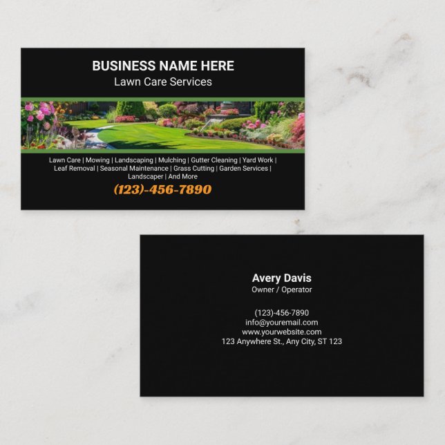 Professional Lawn Care Landscaping Garden Services Visitkort (Fram/baksida)