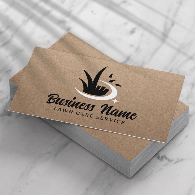 Professional Lawn Care & Landscaping Rustic Kraft Visitkort (Skapare uppladdad)