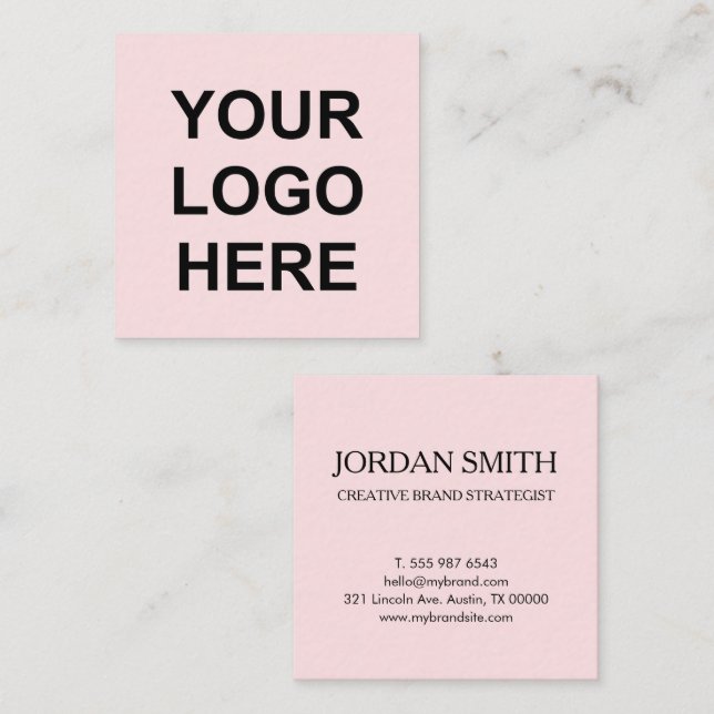 Professional Logo Minimal Modern Blush Pink  Fyrkantigt Visitkort (Fram/baksida)