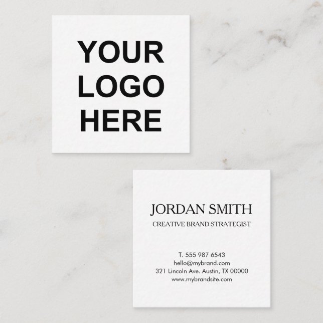 Professional Logo Minimal Modern White  Fyrkantigt Visitkort (Fram/baksida)