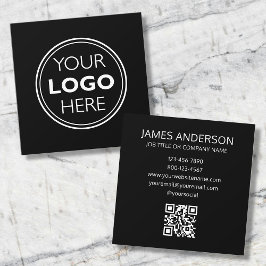 Professional Logo QR Code Minimalist Black Fyrkantigt Visitkort