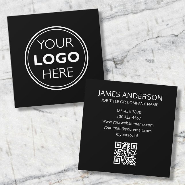 Professional Logo QR Code Minimalist Black Fyrkantigt Visitkort (Skapare uppladdad)