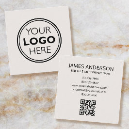 Professional Logo QR Code Minimalist Off-White Fyrkantigt Visitkort