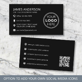 Professional Logo Social Media QR Code Black Visitkort