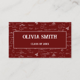 Professional Maroon Math Formulas Graduate  Visitkort