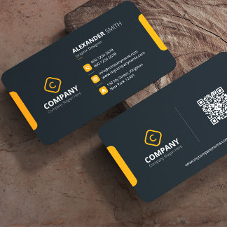 Professional Minimalist Orange & Gray Corporate Visitkort