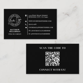 Professional Minimalist QR Code Logo Black Visitkort