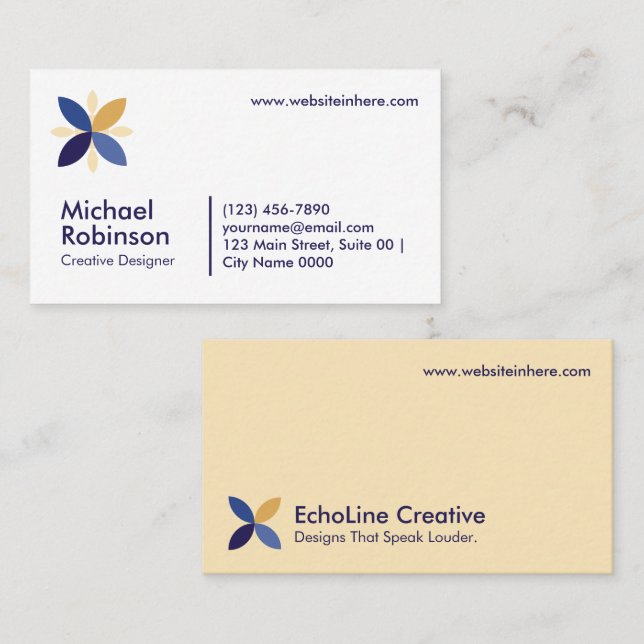 Professional Minimalist Stylish Floral Creative  Visitkort (Fram/baksida)