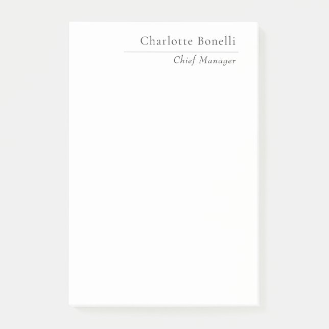 Professional Modern Minimalist Plain Black & White Post-it Block (Framsida)