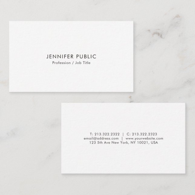 Professional Modern Simple Elegant White Template Visitkort (Fram/baksida)