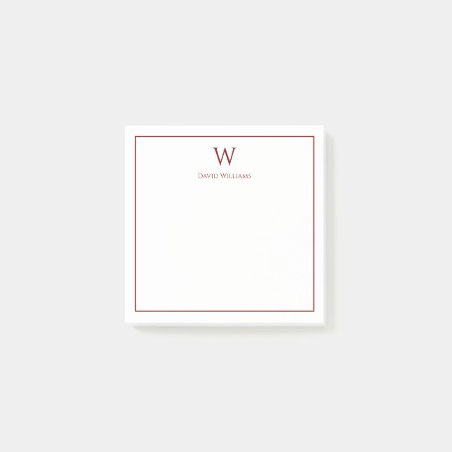 Professional Monogram Classic Red Border Post-it Block (Framsida)