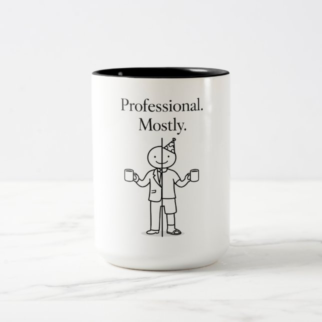 Professional. Mostly. – Funny Office Humor Coffee  Två-Tonad Mugg (Center)