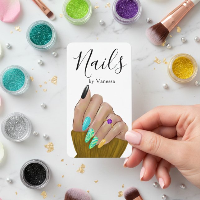 Professional Nail Salon Manicurist QR Code Stylish Visitkort (Skapare uppladdad)