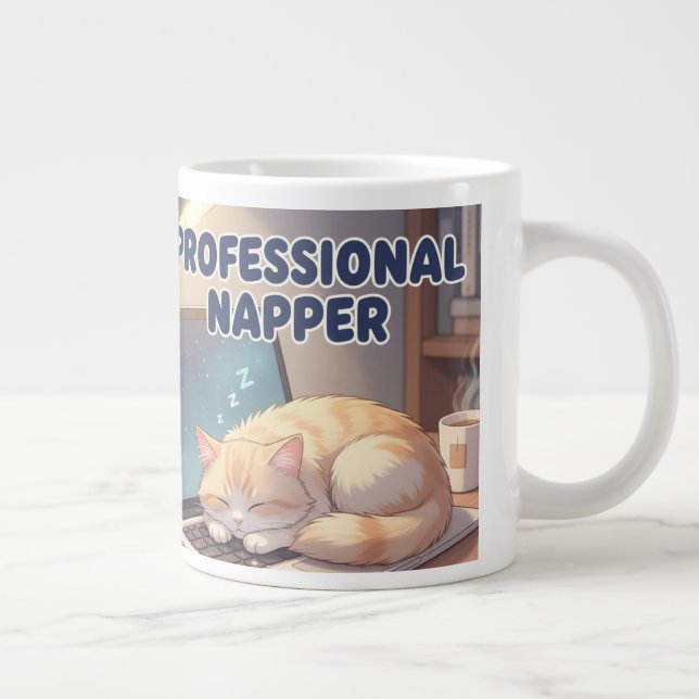 Professional Napper Funny Cat Mug | Cozy Lazy Morn Jumbo Mugg (Höger)