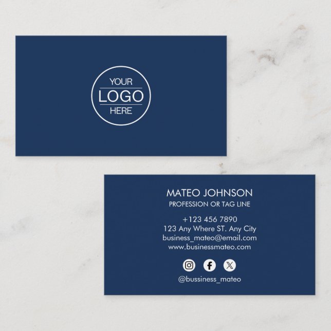 Professional Navi Blue Add your Logo Visitkort (Fram/baksida)