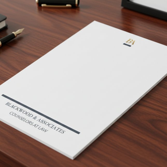 Professional Navy Gold Monogram Legal Desk Pad Anteckningsblock (Skapare uppladdad)