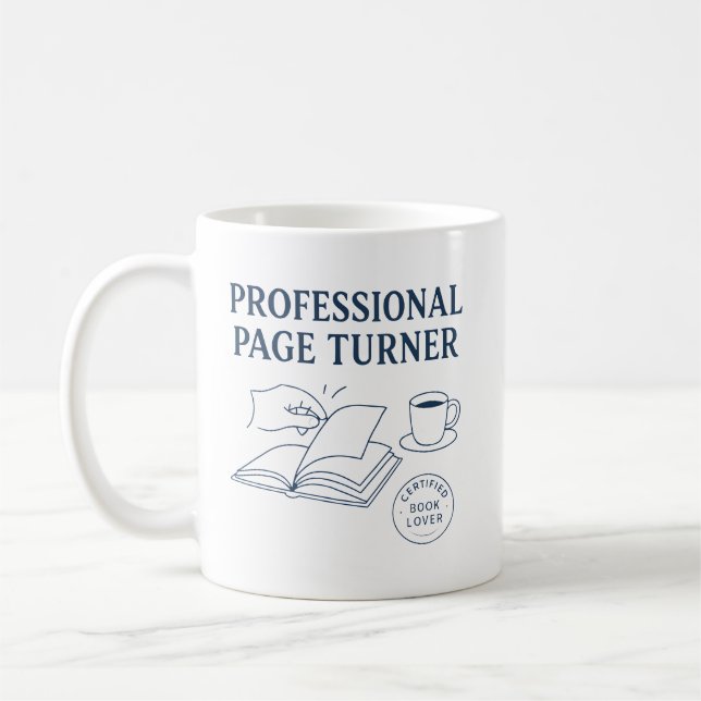 Professional Page Turner Funny Bookish Gift Idea Kaffemugg (Vänster)