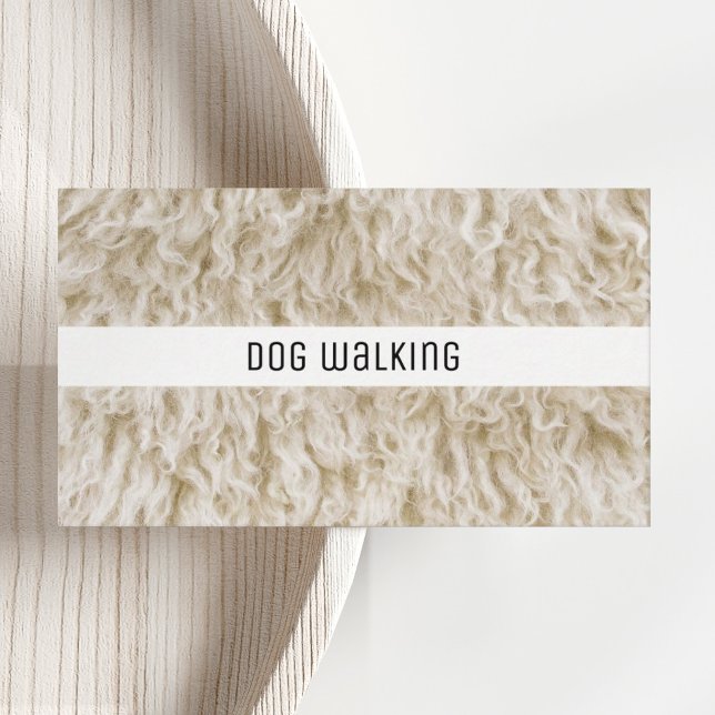 Professional Pet Business Cards Dog Walker Service Visitkort (Black and White Pet Grooming Business Cards with dog fur photo, professional neutral colors.)