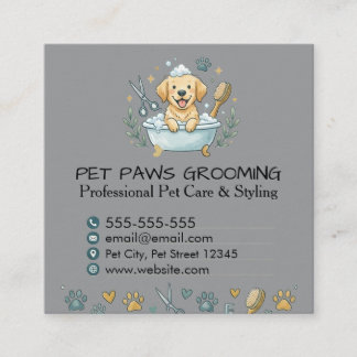 Professional Pet Groomer Square Business Card Fyrkantigt Visitkort