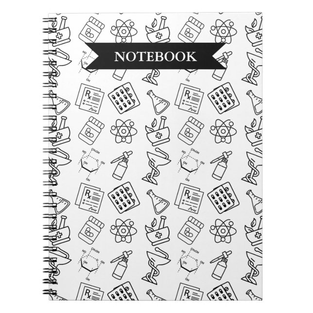 Professional Pharmacy Icon Pattern Notebook Anteckningsbok (Framsidan)