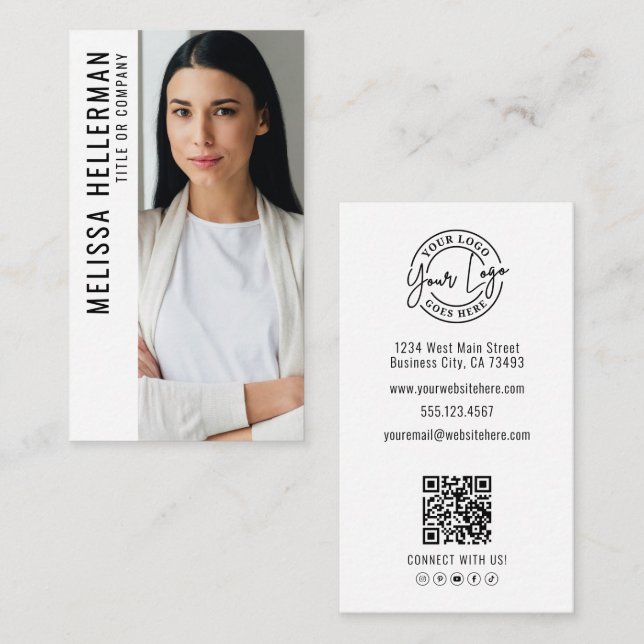 Professional Photo QR Code Company Logo Vertical Visitkort (Fram/baksida)