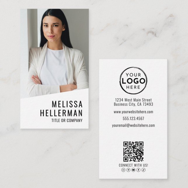 Professional Photo QR Code Company Logo Vertical Visitkort (Fram/baksida)