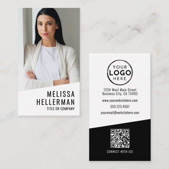 Professional Photo QR Code Company Logo Vertical Visitkort (Fram/baksida)