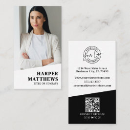 Professional Photo QR Code Company Logo Vertical Visitkort
