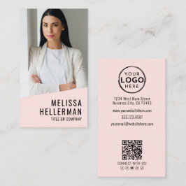 Professional Photo QR Code Logo Blush Pink Visitkort