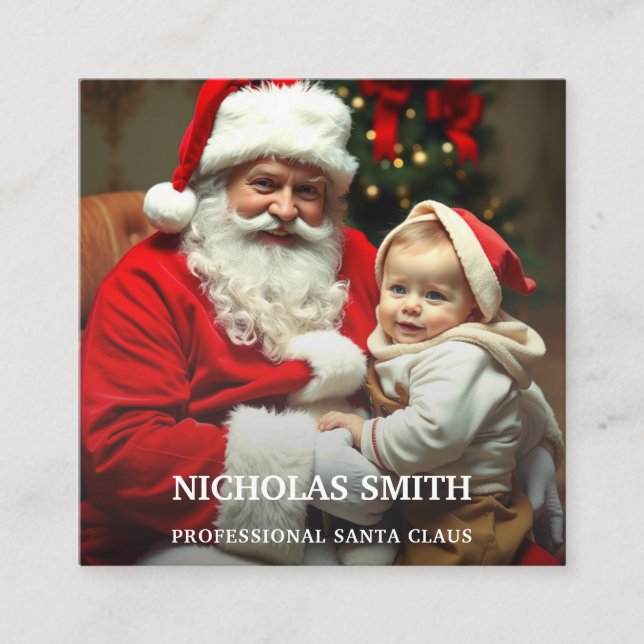 Professional Photo Santa Claus QR code Fyrkantigt Visitkort (Framsida)