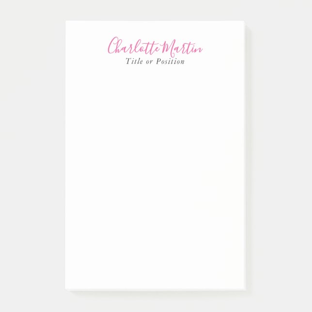 Professional Pink White Manager Consultant Chief Post-it Block (Framsida)