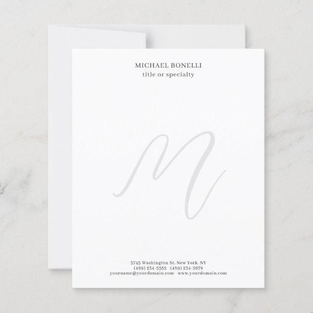 Professional Plain Minimalist Monogrammed Paper (Framsida)