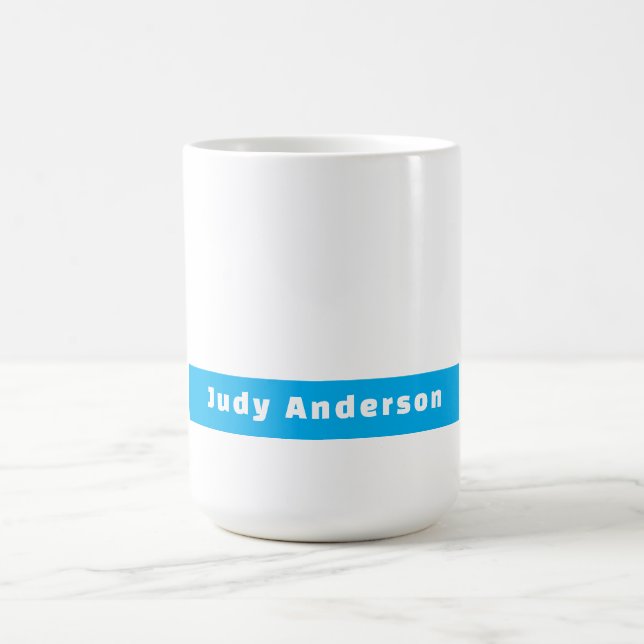 Professional Plain Modern Elegant Name Blue White Kaffemugg (Center)